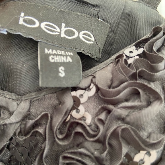 BEBE | Black mini dress with ruffles - Picture 6 of 8